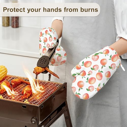Watercolor Peaches Oven Mitts and Pot Holders Sets (Watercolor Peaches)