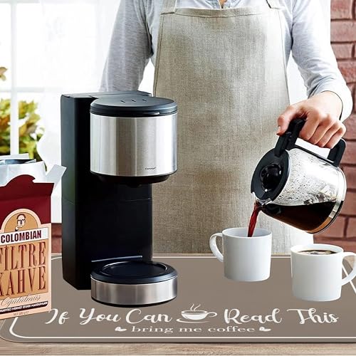 Coffee Bar Mat for Countertops 23inx15in (Brown / 23" x 15")