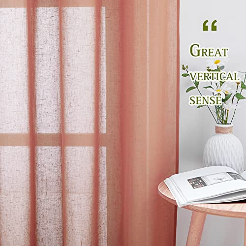Semi Sheer Linen Curtains (52"W x 84"L (Pack of 2) / Burnt Orange)