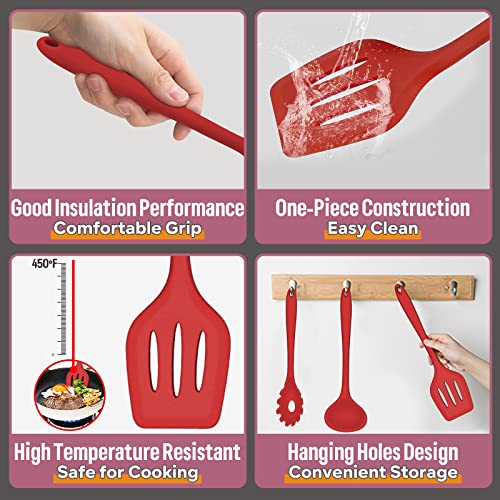 Silicone Cooking Utensils Set (7 Pieces / Red)