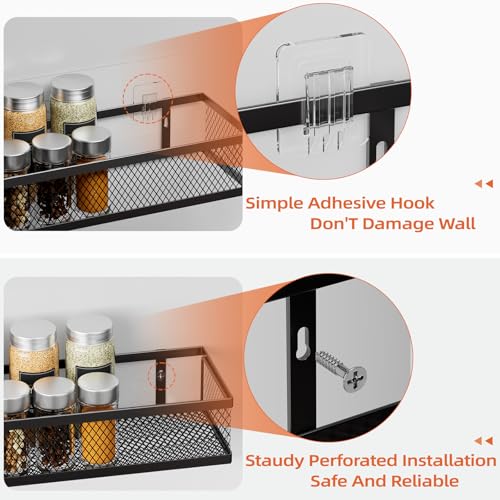 Spice Rack Wall Mount (Black / 4 Pack)