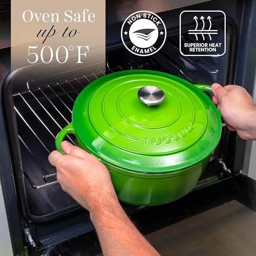 Cast Iron Pot with Lid (Green / 5-Quart - Deep)