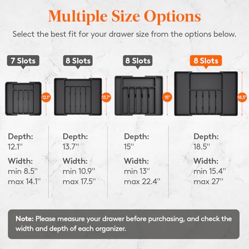 Extra Large Silverware Drawer Organizer (Black / XXL (15-27''W x 18.5''D))