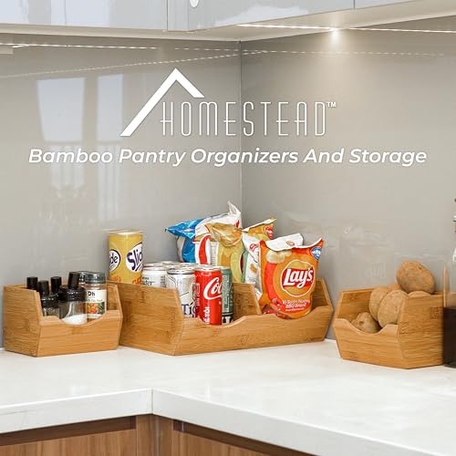 Bamboo Pantry Storage Bins (Medium ( 3 Pack ))