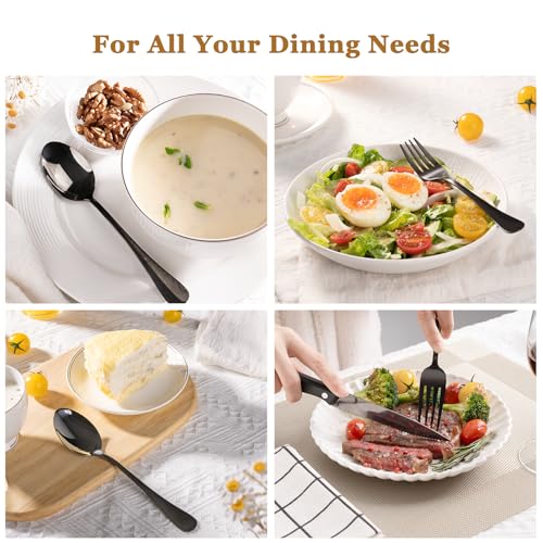 Silverware Set 48 (48 PCS / Elegant Black Pro)