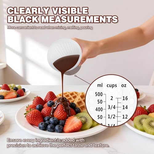 Silicone Measuring Cups Set 125ml + 250ml + 500ml for Cooking Reusable Baking Supplies Silicone Flexible Melting Measure Cup for Butter (125ml+250ml+500ml)