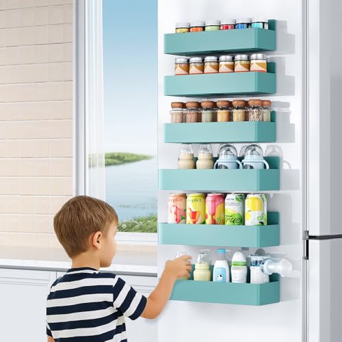 Magnetic Spice Rack for Refrigerator (Blue / 6 Pack)
