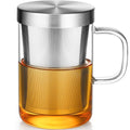 16.9oz Glass Tea Cup with Infuser and Lid 430ml (Silver / 16.9 Ounces)