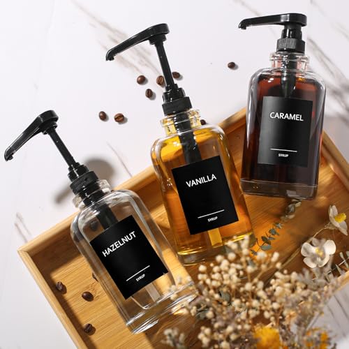 Coffee Syrup Dispenser for Coffee Bar (Black / Set of 3)