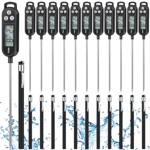 12 Pcs Meat Food Thermometer Food with Probe (Black)