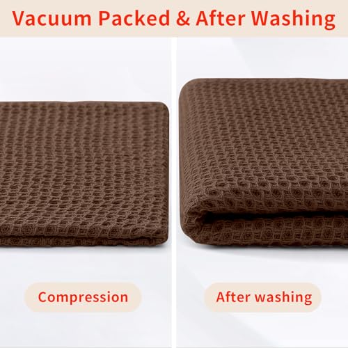 100% Cotton Waffle Weave Kitchen Dish Towels 6 (Coffee / 13 X 28 - 6 Pack)