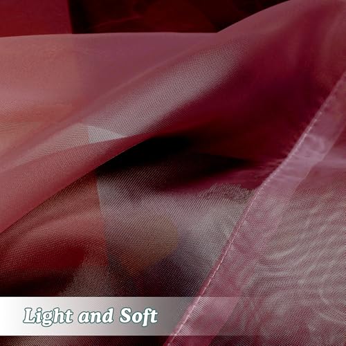 Burgundy Sheer Valances for Windows (Burgundy / 42"W x 16"L (Pack of 2))