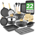 22 Pc Cookware and Bakeware Set (22pc set / Black)