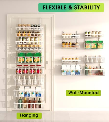 White 9 Tier Over The Door Pantry Organizer (White / 9-Tier (16.54"W))