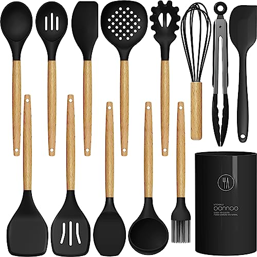 Silicone Cooking Utensils Set (Black)