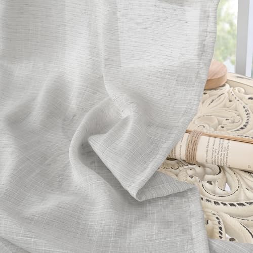 Light Grey Linen Curtains 96 Inch Length for Living Room (Light Grey / 52"W x 96"L (Pack of 2))