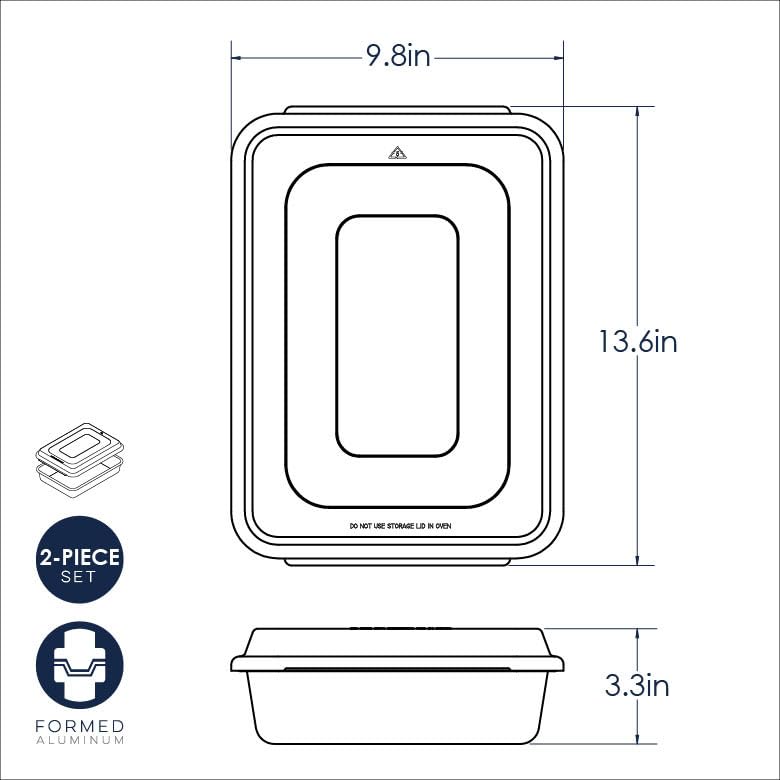 Natural Aluminum Commercial Cake Pan with Lid (9 x 13 / Rectangle Pan with Lid)