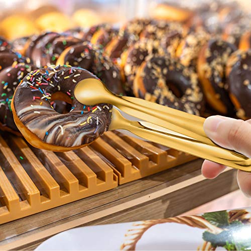 12 Pieces Mini Tongs Stainless Steel Small Sugar Serving Tongs for Charcuterie Board Appetizers Dessert Serving Food Tiny Party Danish Candy (6 Inch / Gold)