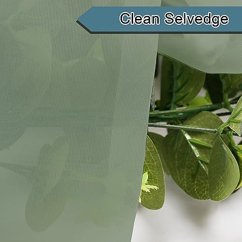 Sage Green Short Sheer Curtains 14 Inch Length 2 PCS (Sage Green / 40"W x 14"L (Pack of 2))