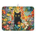 Spring Summer Floral Cat Dish Drying Mat for Kitchen Counter Abstract Oil Painting Wildflower Microfiber Dish Drainer Mat Rustic Absorbent Washable Drying Pad Extra Large 18"x24" (Colorful Floral / 24" x 18")