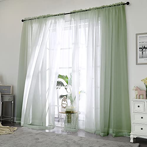 Sage Green Sheer Curtains 84 inches Long 2 Panels (Sage Green / 42"W x 84"L (Pack of 2))