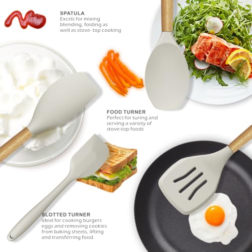 Silicone Cooking Utensils Set (Khaki)