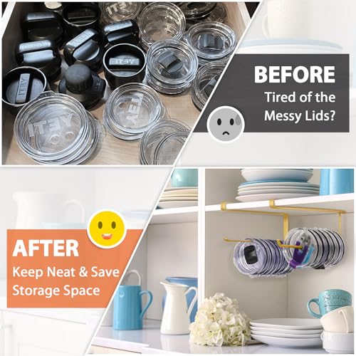 2 Pack Tumbler Lid Organizer (Gold / 2 Pack(Round&Flat))