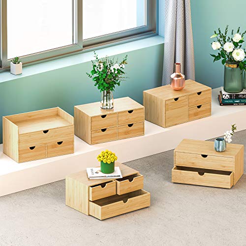 Bamboo Desk Organizer with Drawers (3 Drawers-up down)