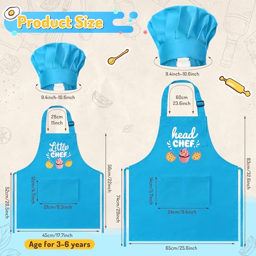 R HORSE Adult Kid Apron and Chef Hat Set (Blue)