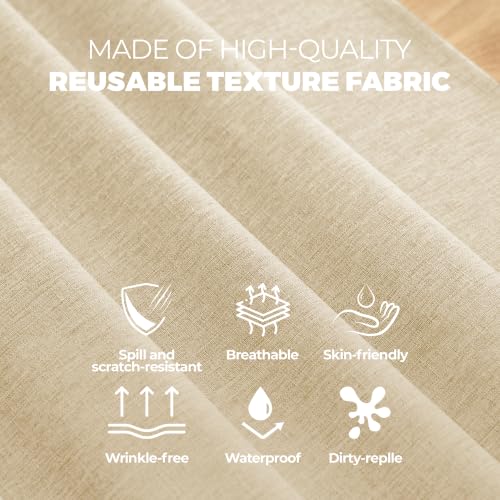 Faux Linen Farmhouse Table Cloth 60"x104" for 6 ft Rectangle Table (Beige / 104" x 60" (Rectangular))