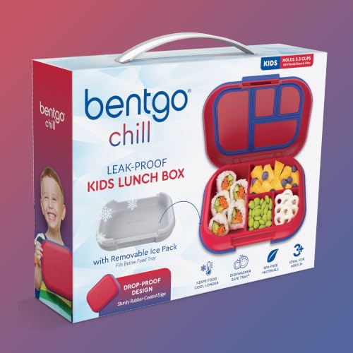 Chill Kids 4 Compartment Bento Box Leakproof Lunch Box (Red/Royal)