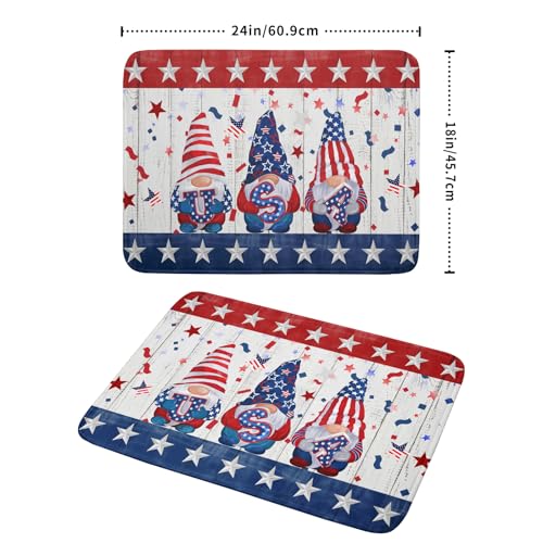 4th of July Gnomes Dish Drying Mat 18x24 inch Patriotic Elf Usa Stars Dish Drainer Mats Independece Day Large Microfiber Dish Drying Pad for Kitchen Countertop Holiday Decor (24" x 18")