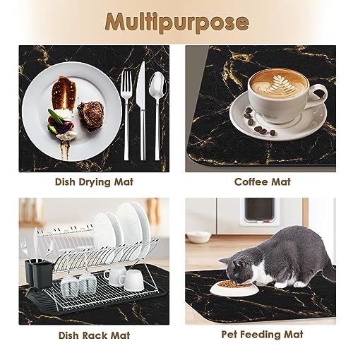 Coffee Mat for Countertops (Marble Black Gold)