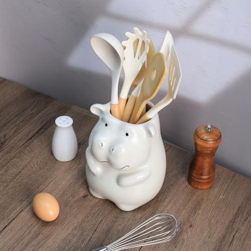 Ceramic Cartoon Animal Pattern Kitchen Utensil Holder (Hippo)