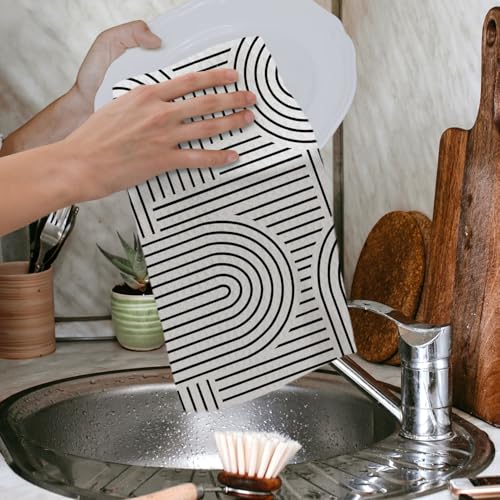Abstract Boho Black and White Kitchen Towels (Black & White / Casual)