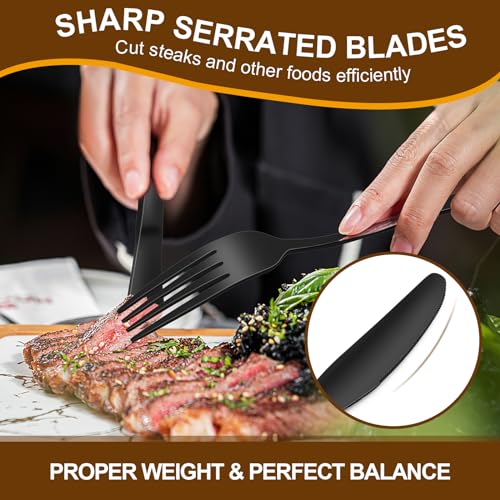 40 Piece Black Silverware Set Service for 8 (Black)