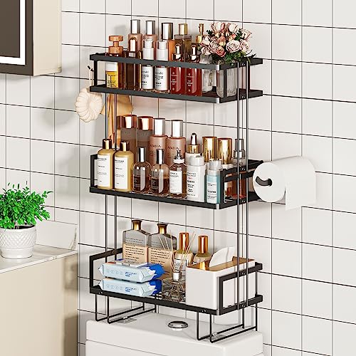 3 Tier Over Toilet Storage Shelf (Black / 3-Tier)