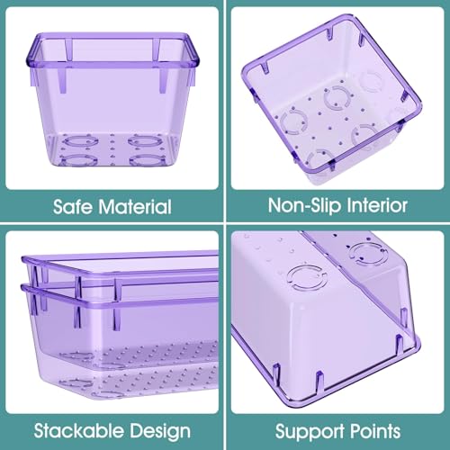25 PCS Plastic Drawer Organizer Set (Clear Purple)