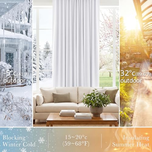 50% Light Filtering Curtains 84 inch Long (Pure White / 42"W x 84"L (Pack of 2))
