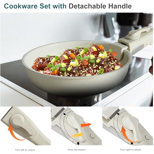 12 Piece Nonstick Cookware Set (Cream White / 12 Piece)