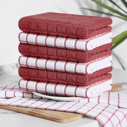 Large Premium Cotton Kitchen Towels 16"x 28" (Rust / 16" X 28" - 12 Pack)