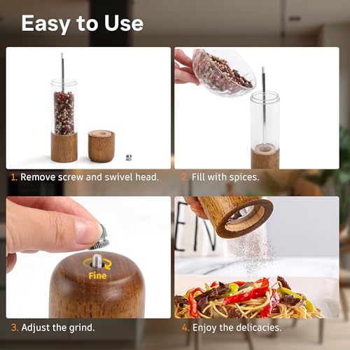 Wooden Salt and Pepper Grinder Set (8 Inches-2 Packs)