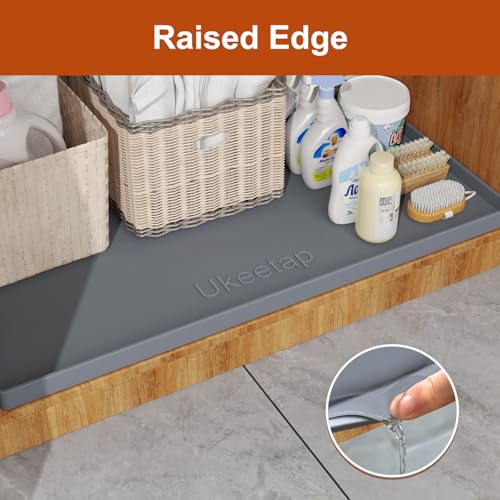 22" x 19" Extra Thick Silicone Mat Waterproof with Raised Edge (Gray / 22"L x 19"W)