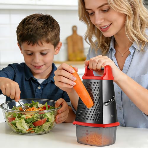 Cheese Grater with Handle (10 inch / Couating red)