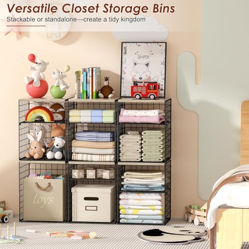 4 Tier Stackable Closet Organizers and Storage (Black-4 Tier)