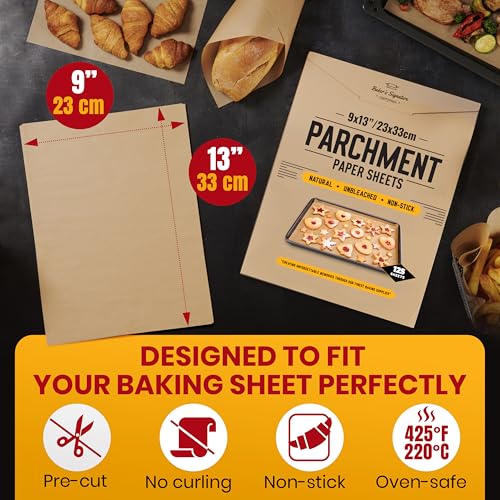 125 Pcs 9x13" Parchment Paper Sheets by Baker's Signature (3. 9" x 13" - 125 Pack)