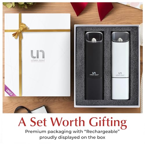 Automatic Salt and Pepper Grinder Set (2/ Black & White Set of 2 - Rechargeable-UN12)