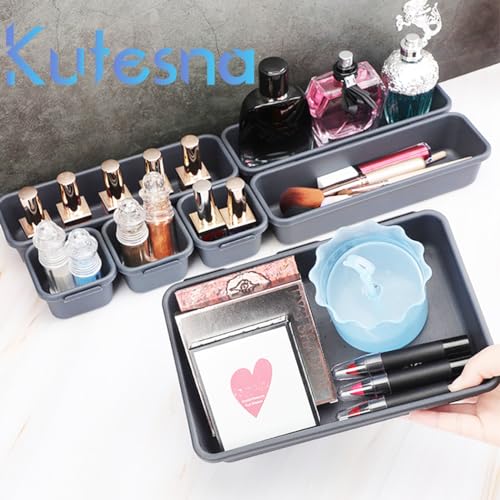15PCS Plastic Drawer Organizer (Black / 15 pieces)