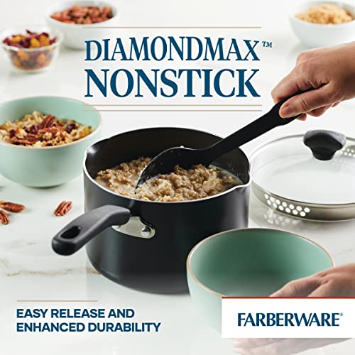 Cookstart DiamondMax Nonstick Straining Saucepan (Black / 3 Quarts)