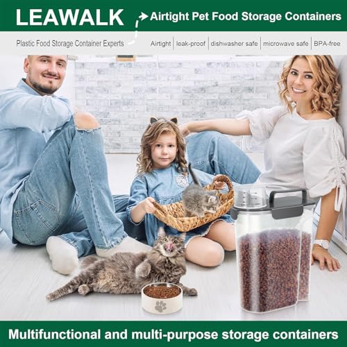 5Lbs Airtight Cat Dog Food Storage Container with Upgraded Large Nozzle BPA (White & Black / 5L-2pack)
